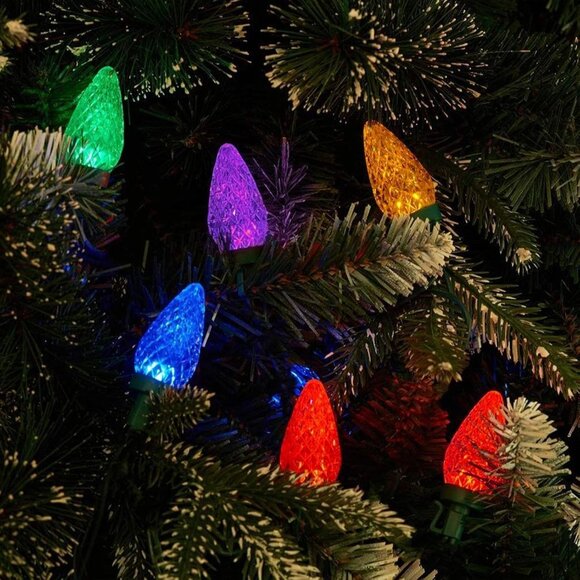 50 LED Multicolor Christmas String Lights C9 Faceted Bulb Indoor Outdoor New Box - Picture 3 of 6